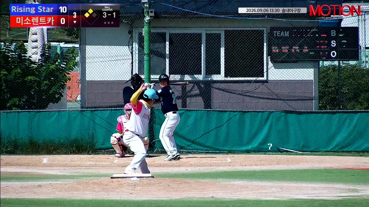 유종민(77번, 미소렌트카) 2루타 클립 | vs Rising Star | 9/6 (솔내야구장)