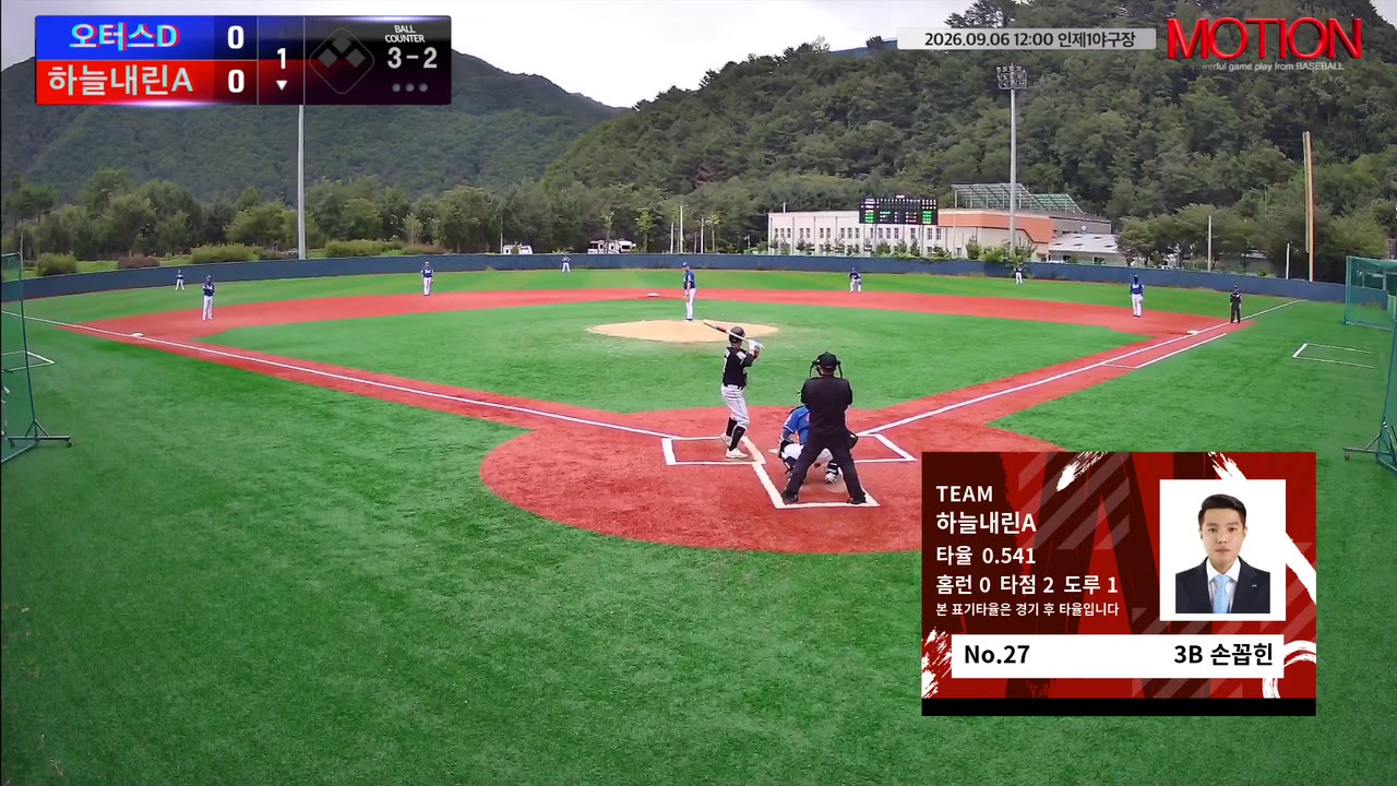 손꼽힌(27번, 하늘내린A) 볼넷 클립 | vs 오터스D | 9/6 (인제1야구장)
