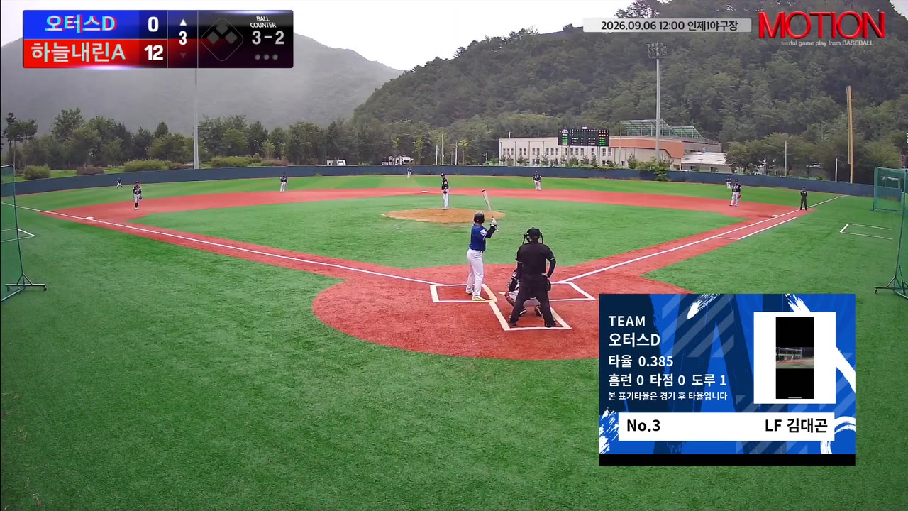 김대곤(3번, 오터스D) 볼넷 클립 | vs 하늘내린A | 9/6 (인제1야구장)