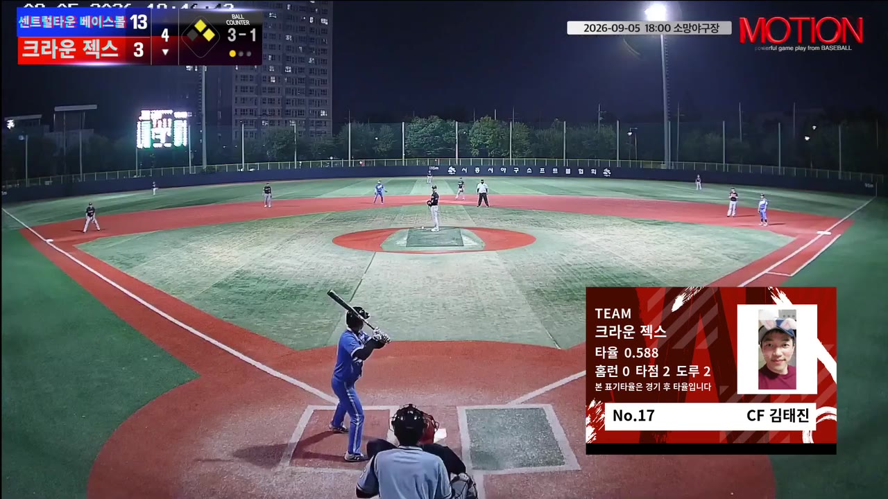 김태진(17번, 크라운 젝스) 볼넷 클립 | vs 센트럴타운 베이스볼 | 9/5 (소망야구장)