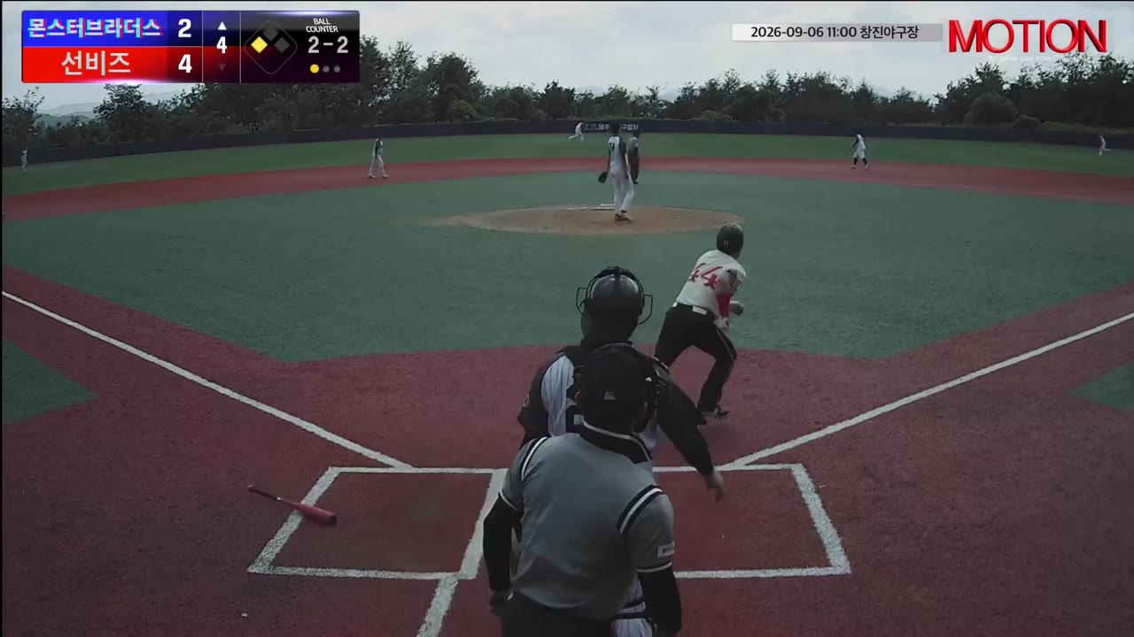 권순보(44번, 몬스터브라더스) 2루타 클립 | vs 선비즈 | 9/6 (창진야구장)