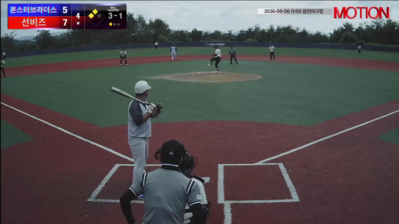 김성훈(34번, 선비즈) 볼넷 클립 | vs 몬스터브라더스 | 9/6 (창진야구장)