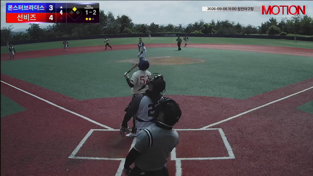 이정근(52번, 몬스터브라더스) 1루타 클립 | vs 선비즈 | 9/6 (창진야구장)