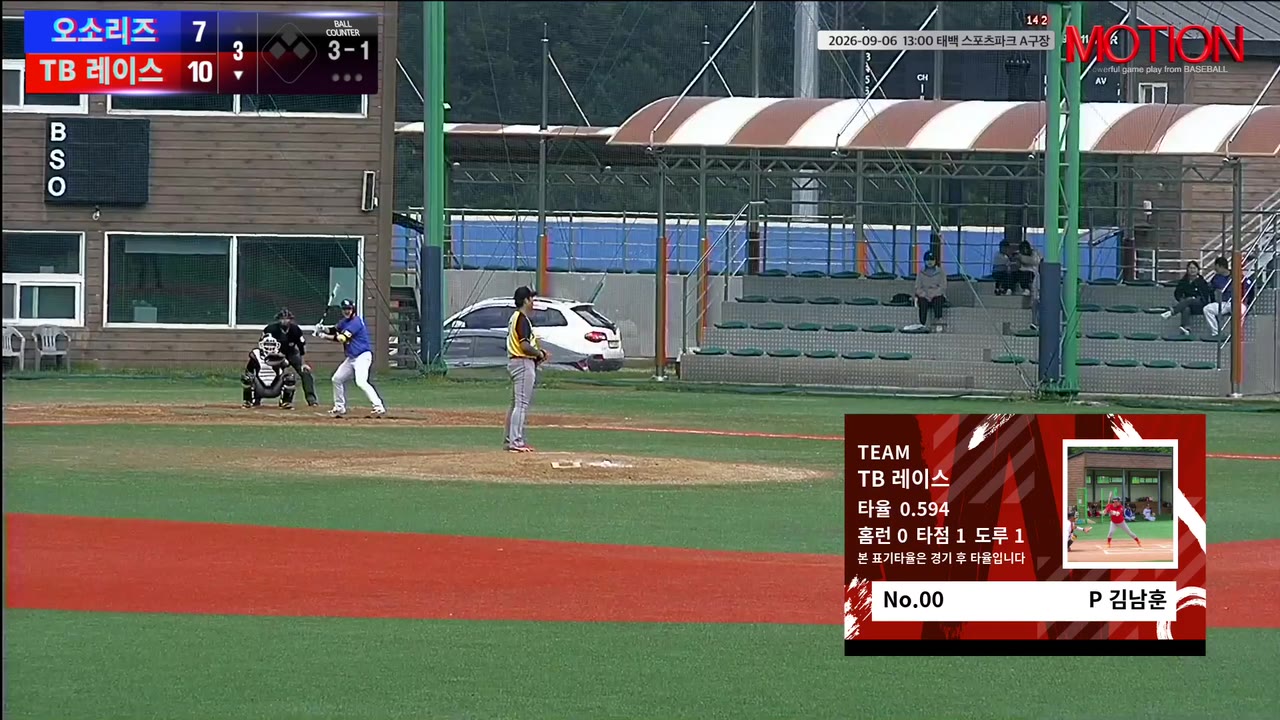 김남훈(0번, TB 레이스) 사구 클립 | vs 오소리즈 | 9/6 (태백 스포츠파크 A구장)
