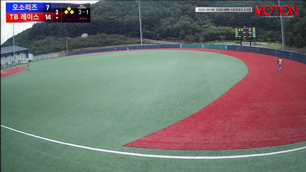 배규열(1번, TB 레이스) 희생플라이 클립 | vs 오소리즈 | 9/6 (태백 스포츠파크 A구장)