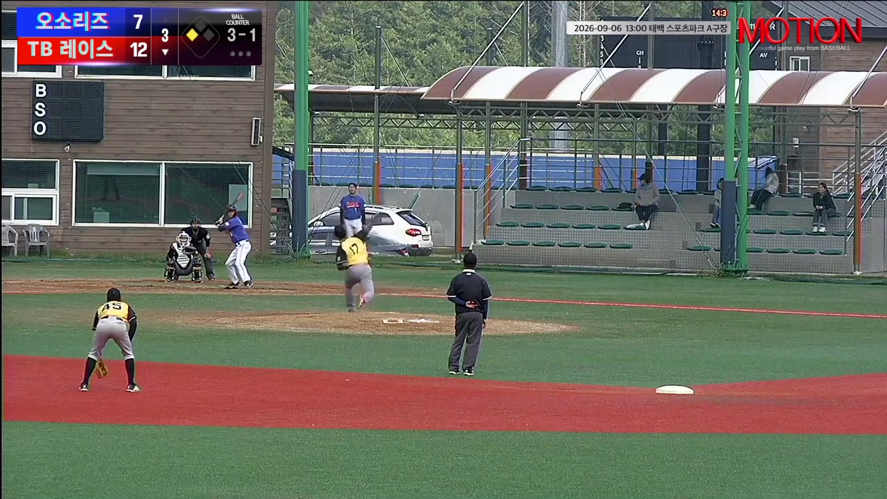 김만수(55번, TB 레이스) 볼넷 클립 | vs 오소리즈 | 9/6 (태백 스포츠파크 A구장)