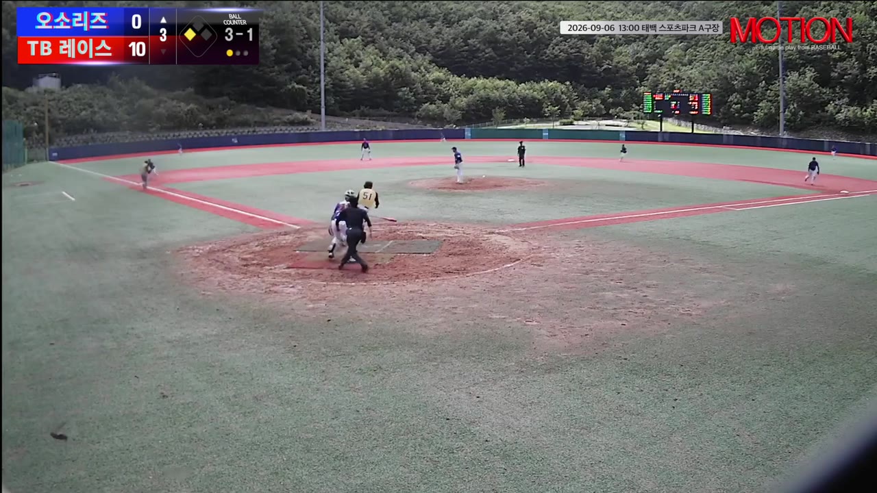 박영우B(51번, 오소리즈) 1루타 클립 | vs TB 레이스 | 9/6 (태백 스포츠파크 A구장)