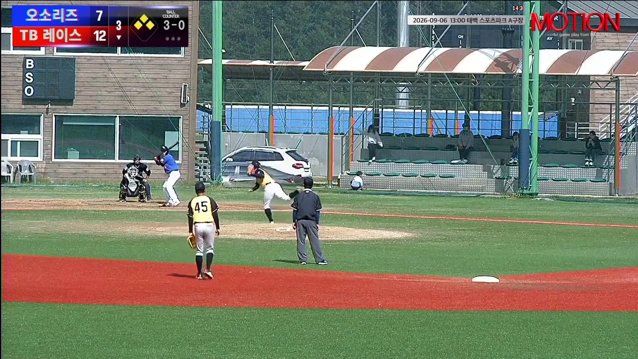 강덕호(10번, TB 레이스) 볼넷 클립 | vs 오소리즈 | 9/6 (태백 스포츠파크 A구장)