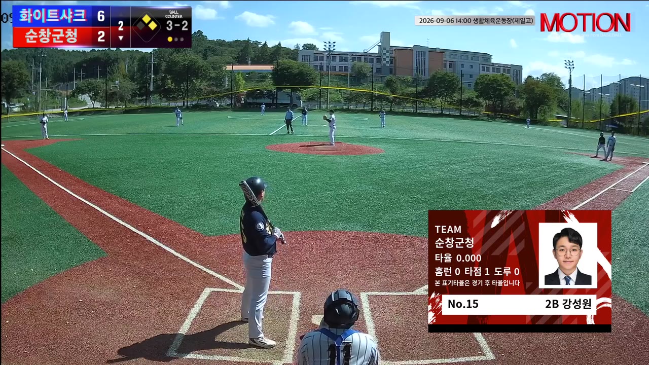강성원(15번, 순창군청) 볼넷 클립 | vs 화이트샤크 | 9/6 (생활체육운동장(제일고))