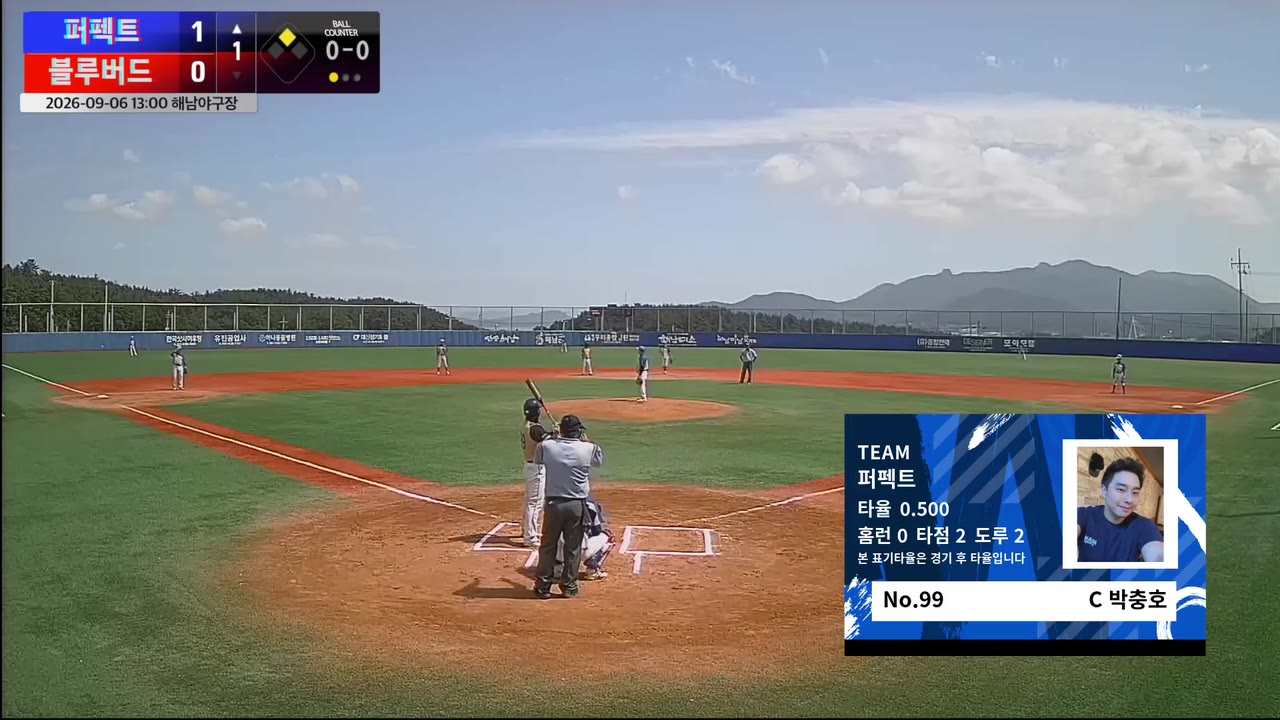 박충호(99번, 퍼펙트) 1루타 클립 | vs 블루버드 | 9/6 (해남야구장)