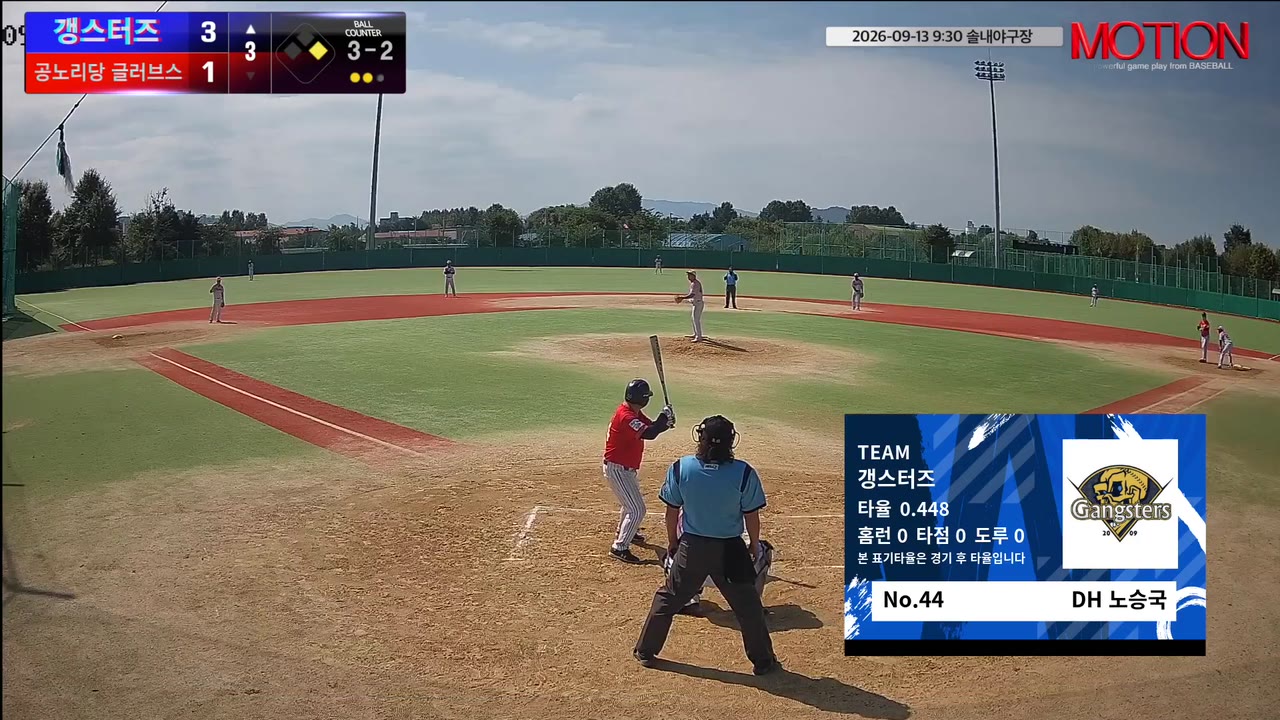 노승국(44번, 갱스터즈) 볼넷 클립 | vs 공노리당 글러브스 | 9/13 (솔내야구장)