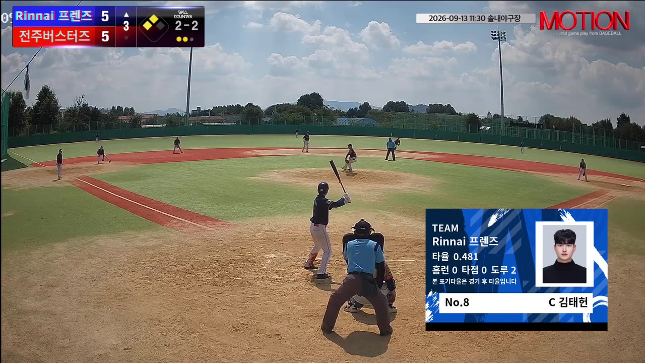 김태헌(8번, Rinnai 프렌즈) 삼진 클립 | vs 전주버스터즈 | 9/13 (솔내야구장)