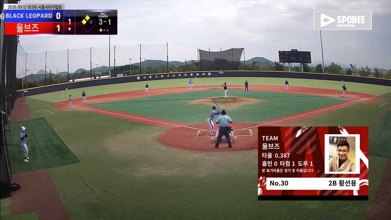 황선용(30번, 울브즈) 볼넷 클립 | vs BLACK LEOPARD | 9/13 (에코피아야구장)