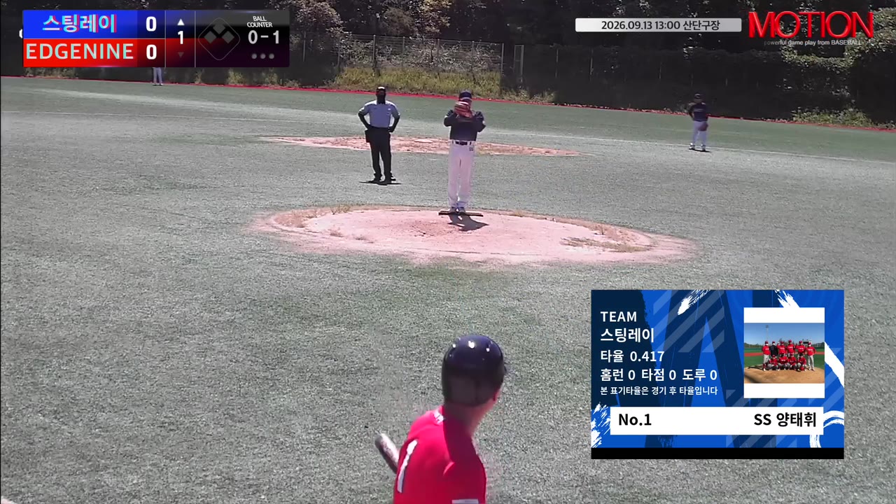 양태휘(1번, 스팅레이) 볼넷 클립 | vs EDGENINE | 9/13 (산단구장)