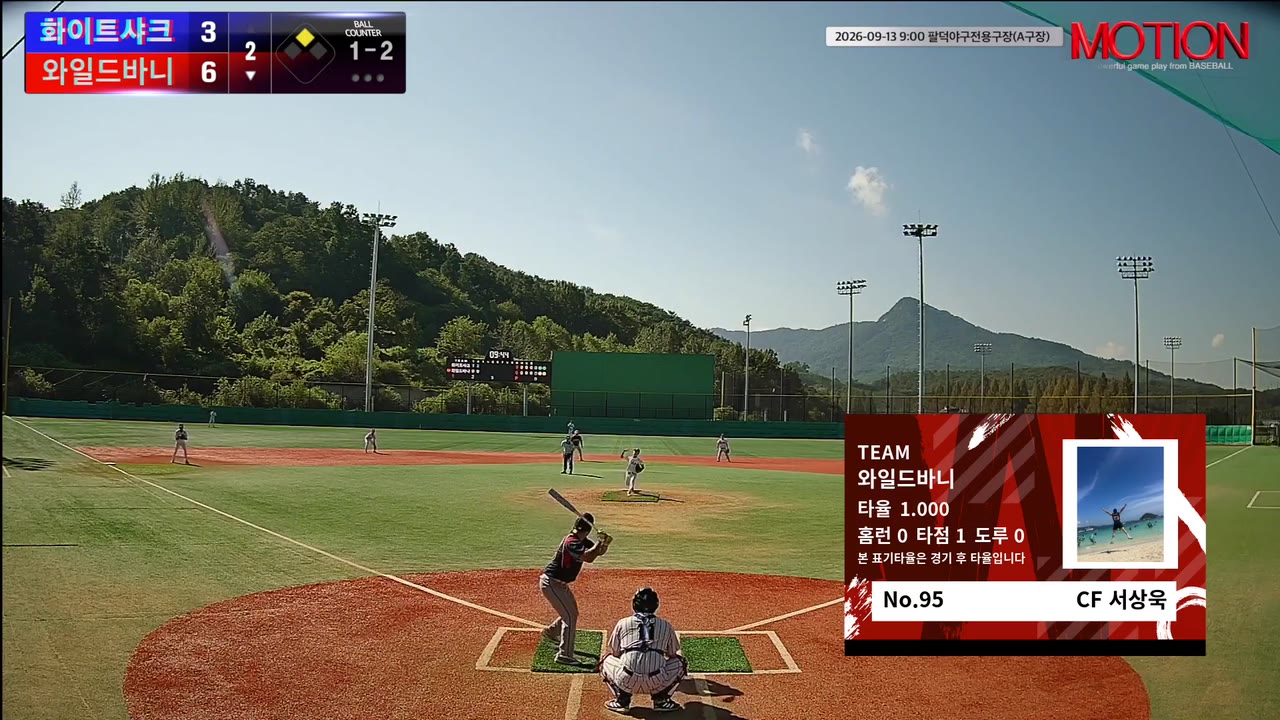 서상욱(95번, 와일드바니) 2루타 클립 | vs 화이트샤크 | 9/13 (팔덕야구전용구장(A구장))