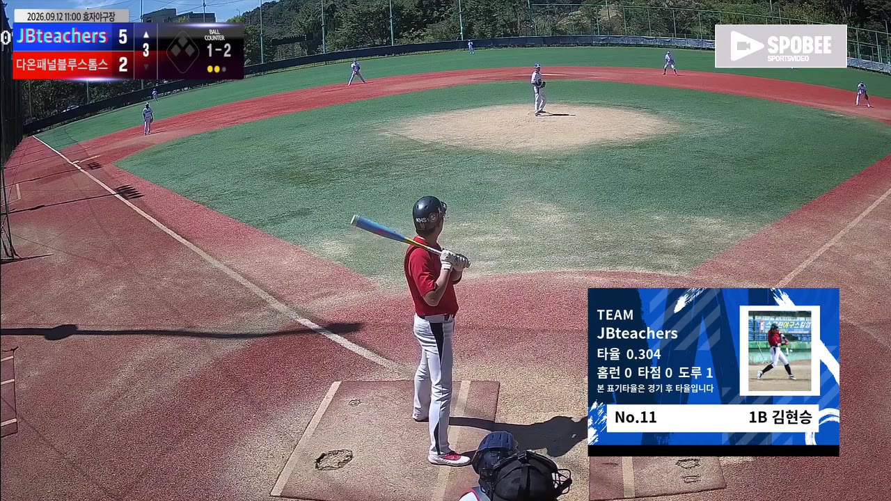 김현승(11번, JBteachers) 1루타 클립 | vs 다온패널블루스톰스 | 9/12 (효자야구장)