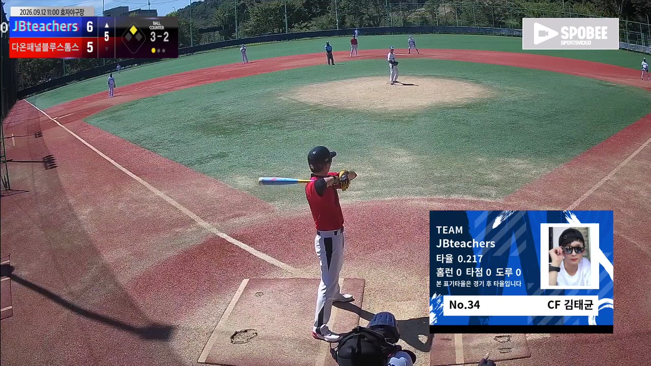 김태균(34번, JBteachers) 볼넷 클립 | vs 다온패널블루스톰스 | 9/12 (효자야구장)