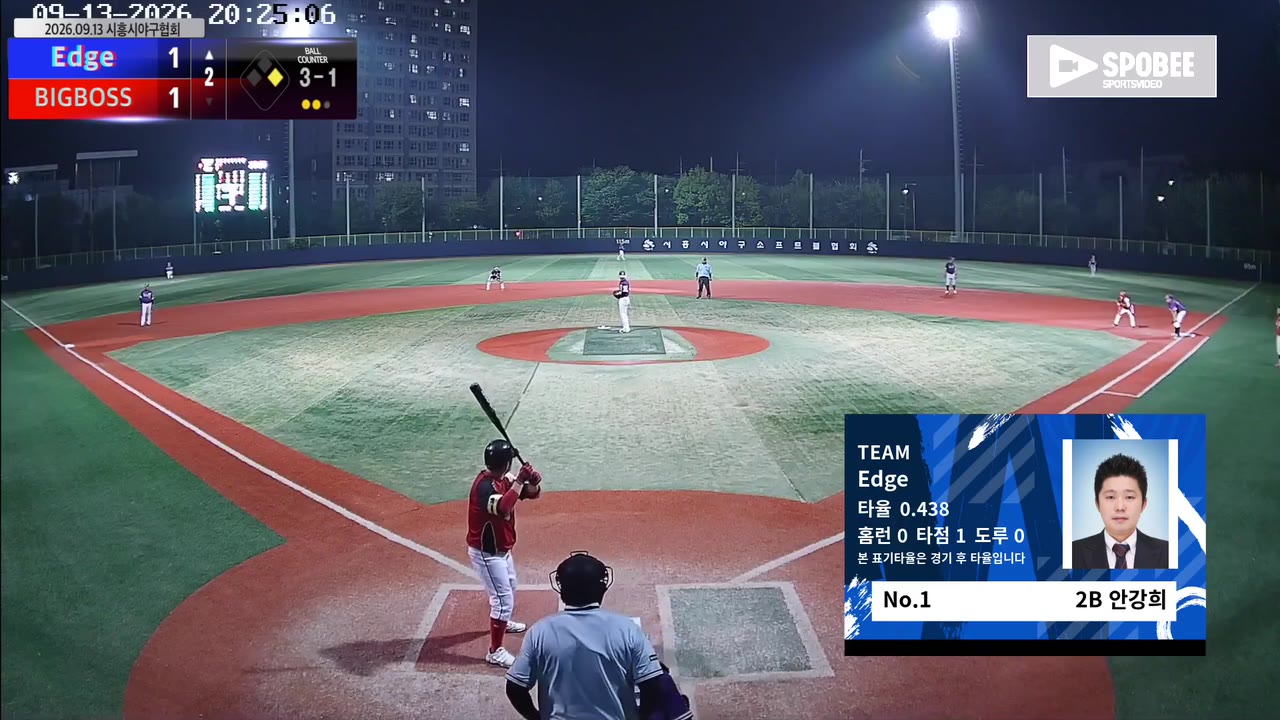 안강희(1번, Edge) 2루타 클립 | vs BIGBOSS | 9/13 (소망야구장)