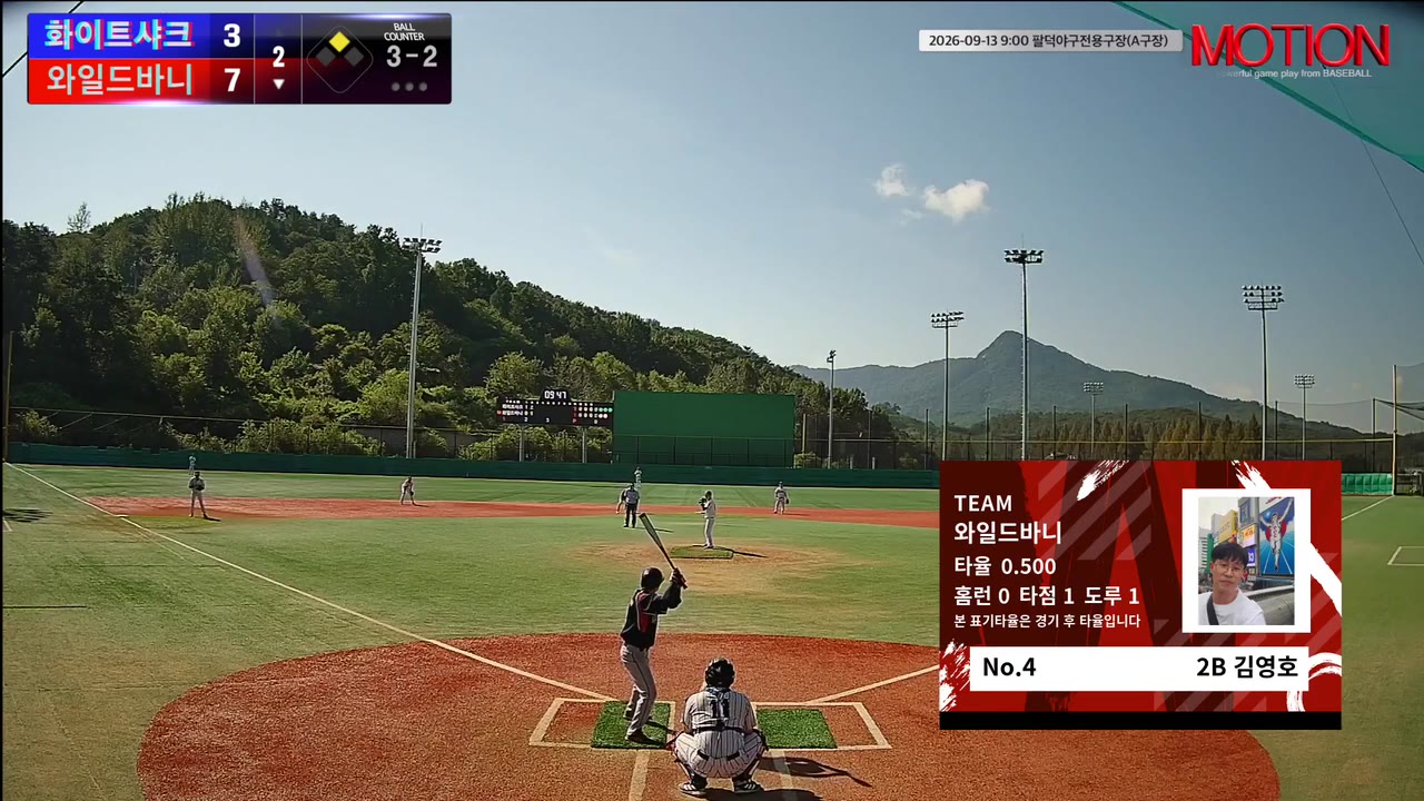 김영호(4번, 와일드바니) 볼넷 클립 | vs 화이트샤크 | 9/13 (팔덕야구전용구장(A구장))