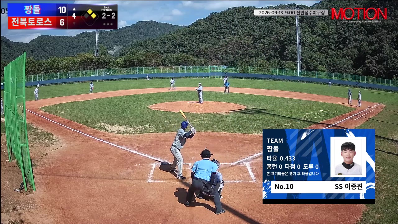 이종진(10번, 짱돌) 2루타 클립 | vs 전북토로스 | 9/13 (진안성수야구장)