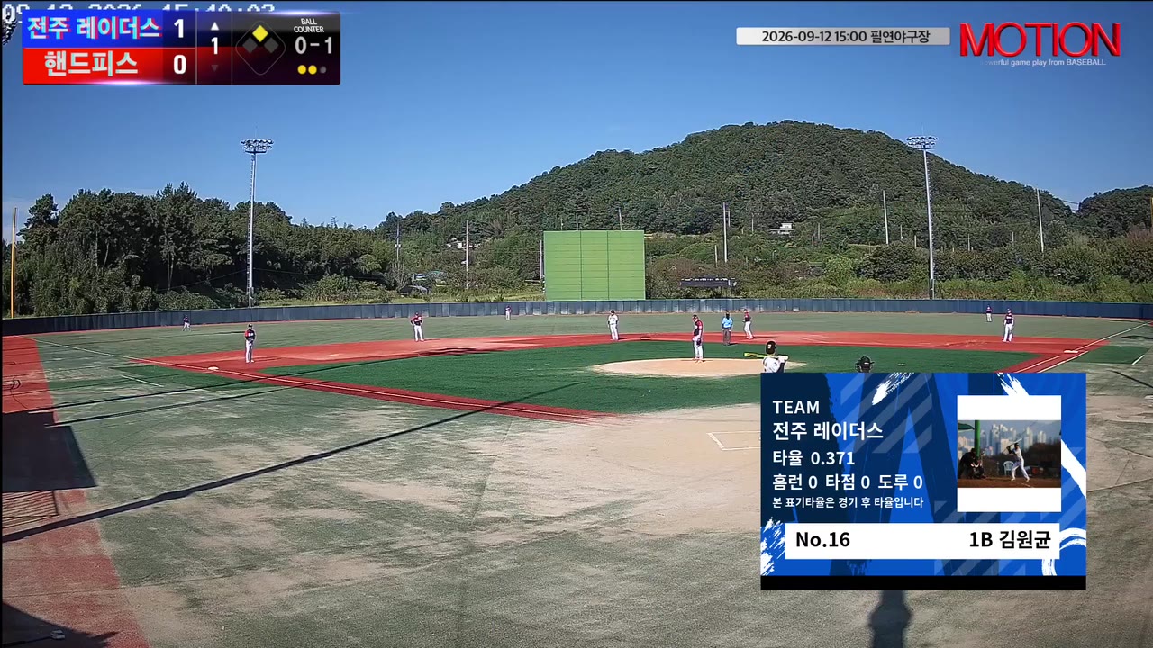 김원균(16번, 전주 레이더스) 볼넷 클립 | vs 핸드피스 | 9/12 (필연야구장)
