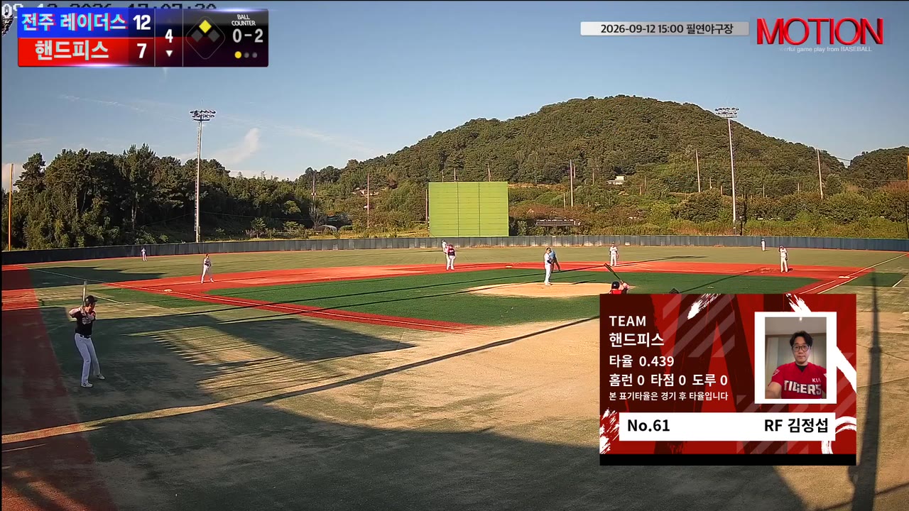 김정섭(61번, 핸드피스) 1루타 클립 | vs 전주 레이더스 | 9/12 (필연야구장)