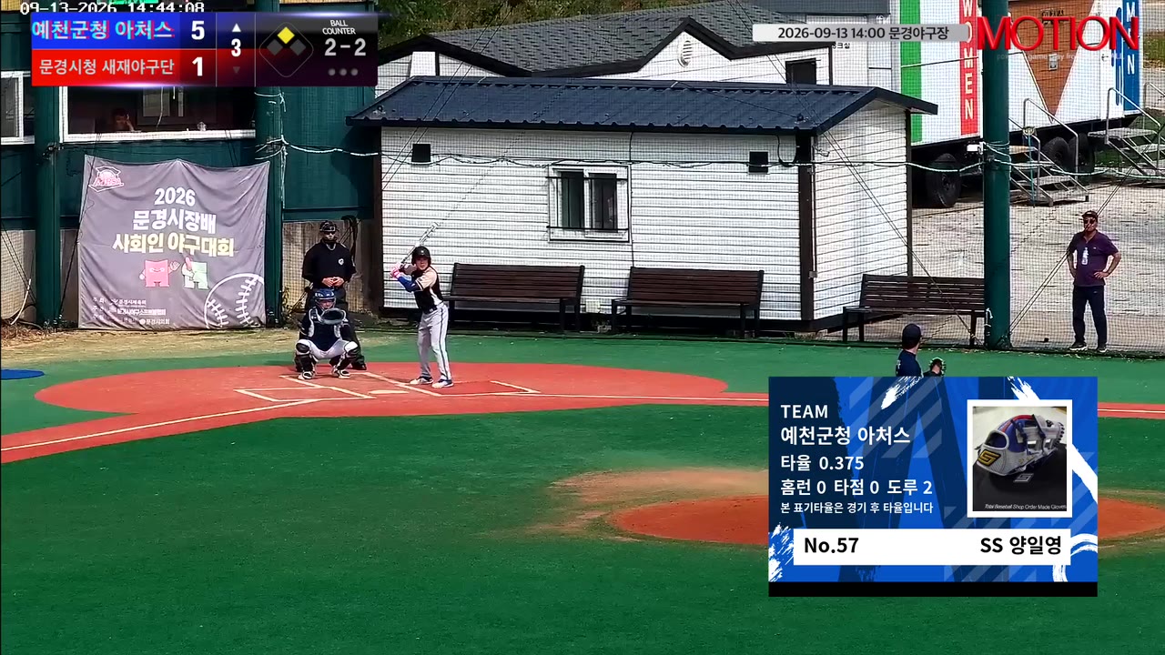양일영(57번, 예천군청 아처스) 2루타 클립 | vs 문경시청 새재야구단 | 9/13 (문경야구장)