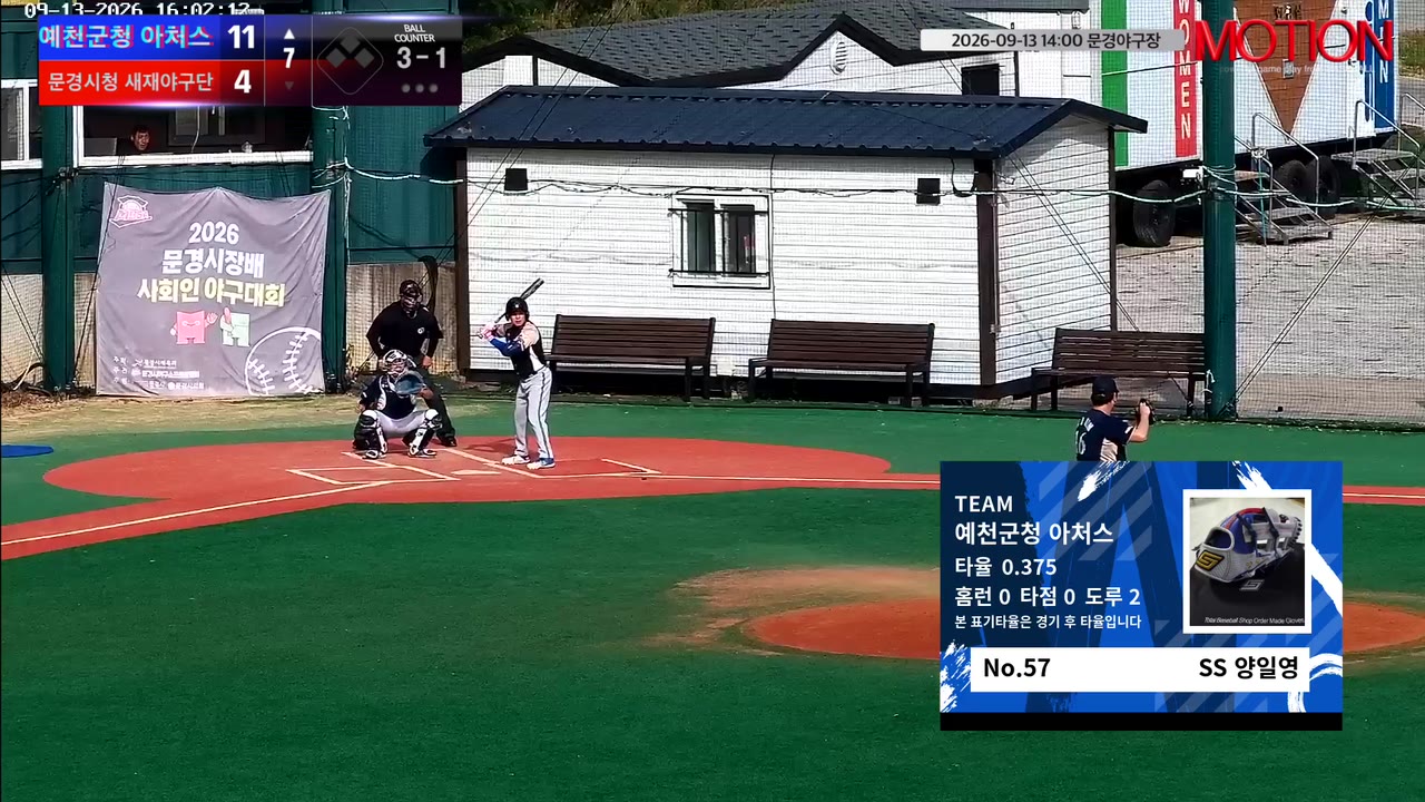 양일영(57번, 예천군청 아처스) 볼넷 클립 | vs 문경시청 새재야구단 | 9/13 (문경야구장)