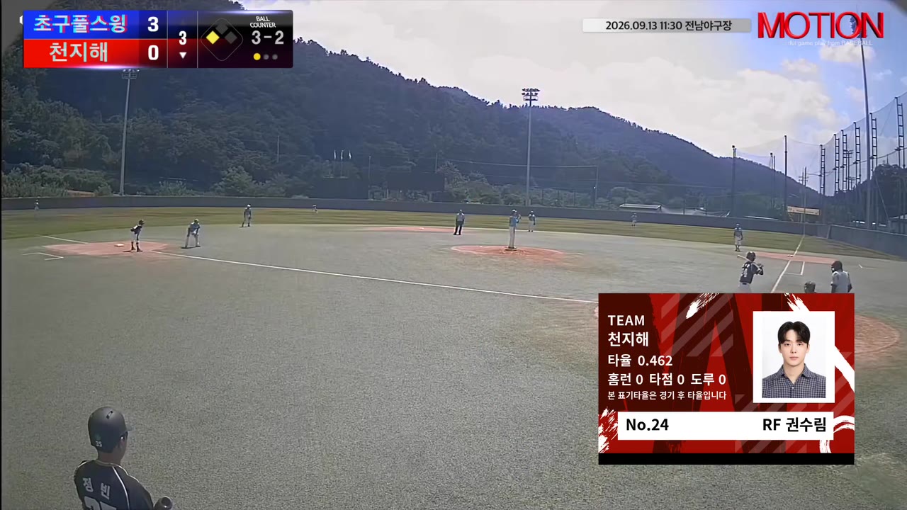 권수림(24번, 천지해) 볼넷 클립 | vs 초구풀스윙 | 9/13 (전남야구장)