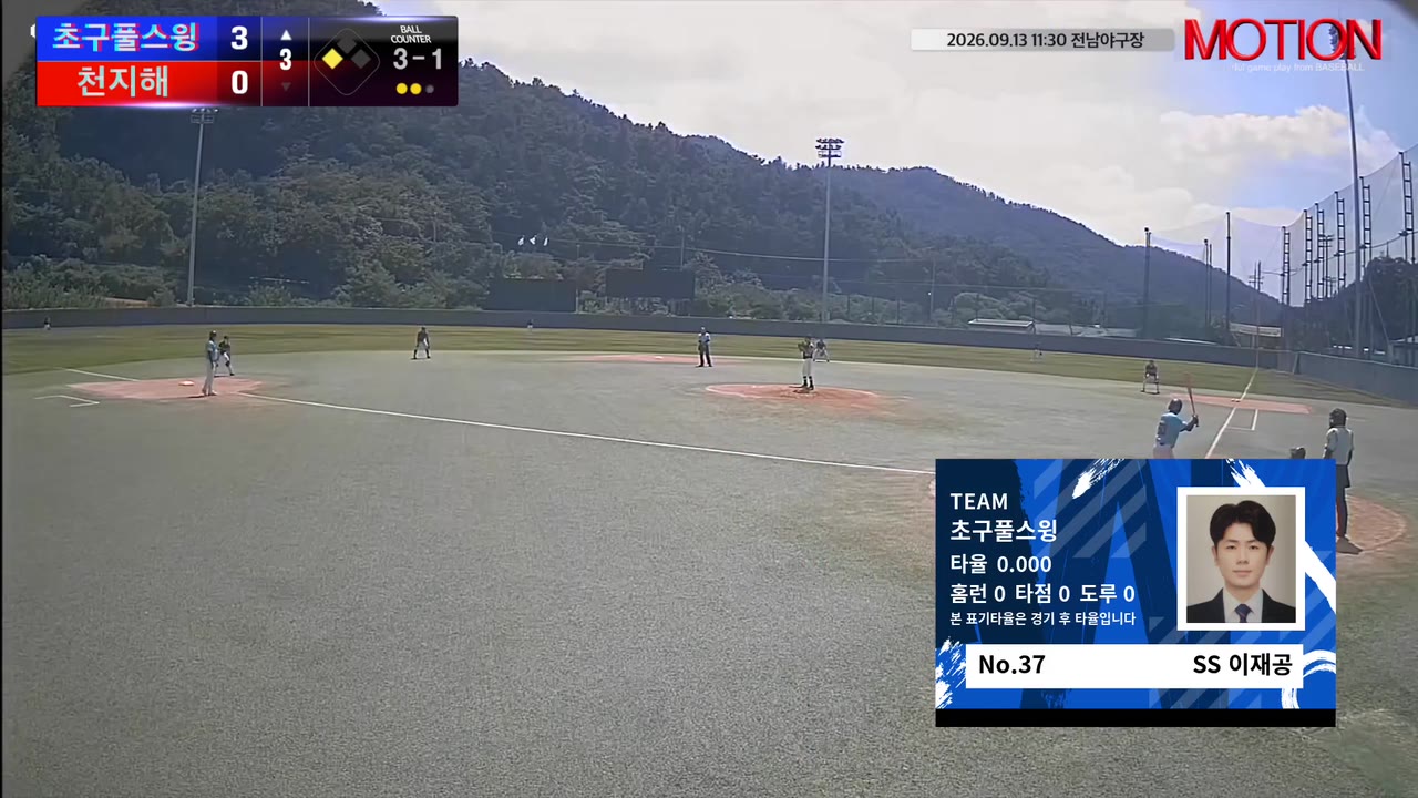 이재공(37번, 초구풀스윙) 볼넷 클립 | vs 천지해 | 9/13 (전남야구장)