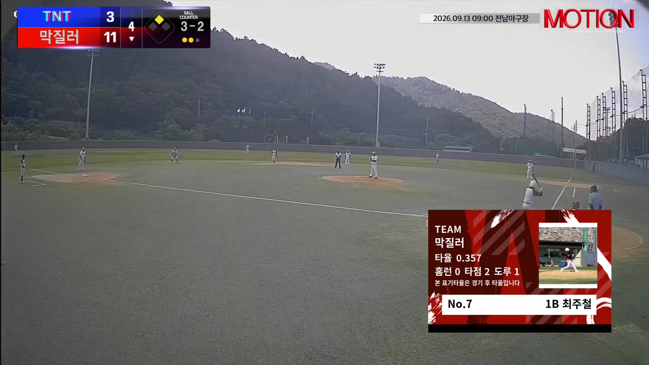 최주철(7번, 막질러) 실책 클립 | vs TNT | 9/13 (전남야구장)