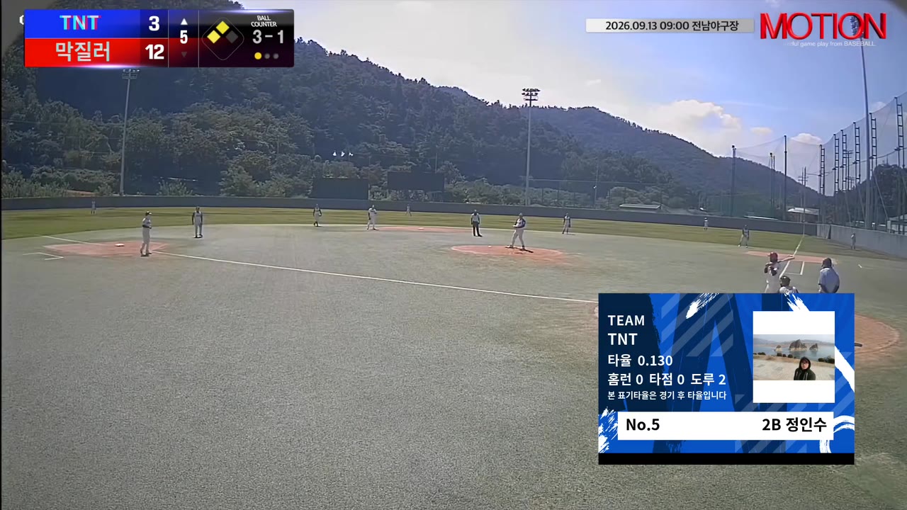 정인수(5번, TNT) 볼넷 클립 | vs 막질러 | 9/13 (전남야구장)