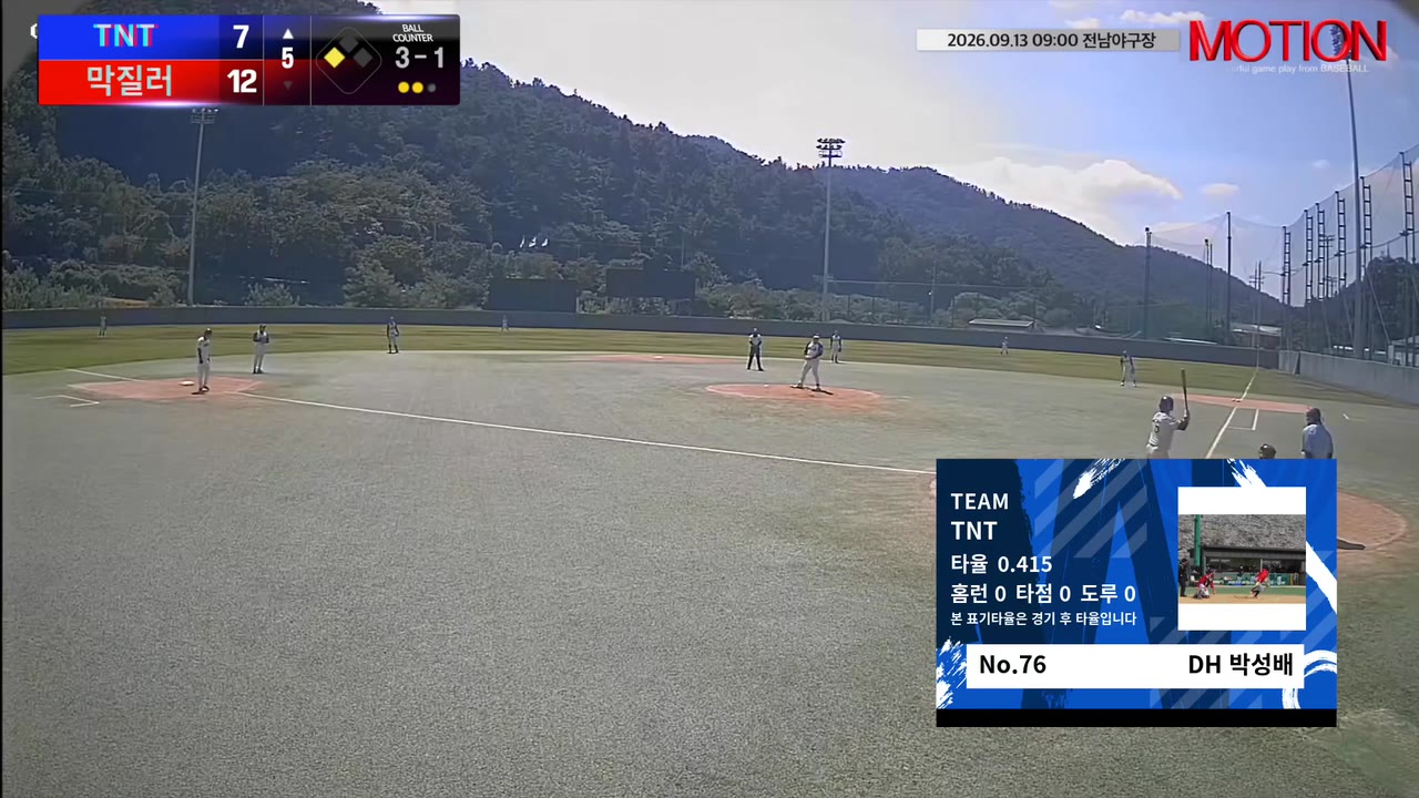 박성배(76번, TNT) 1루타 클립 | vs 막질러 | 9/13 (전남야구장)