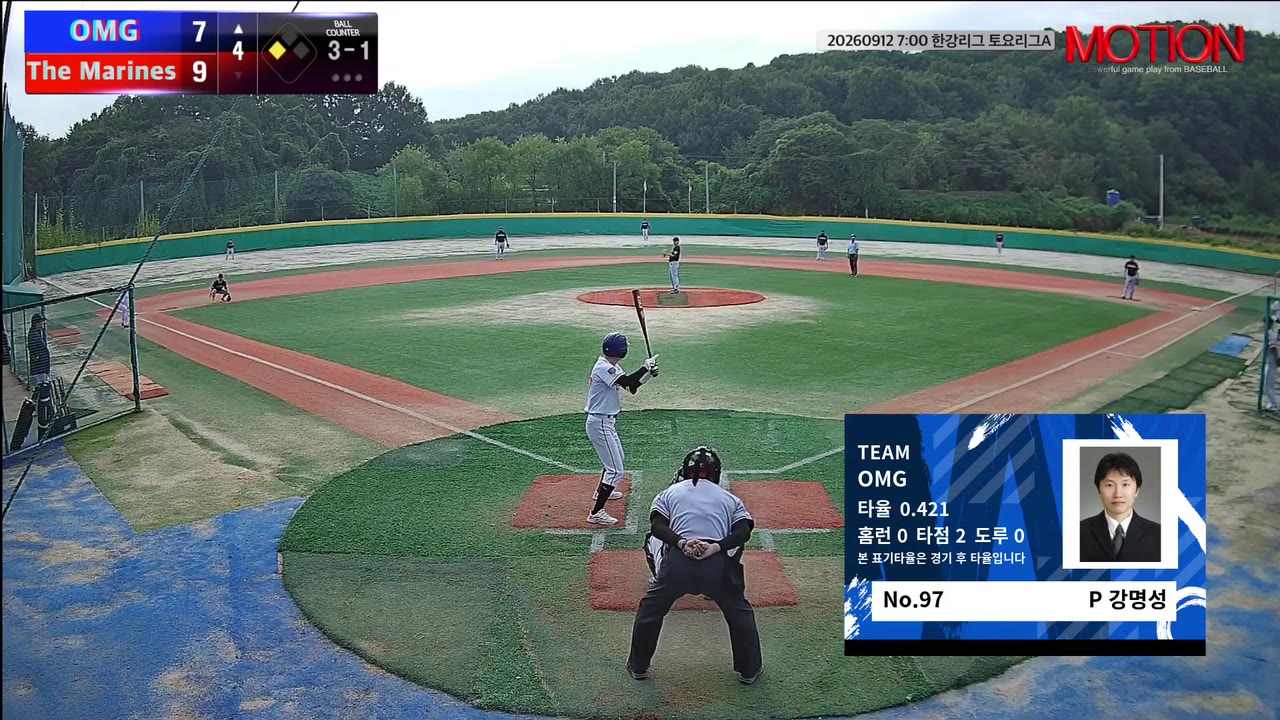 강명성(97번, OMG) 볼넷 클립 | vs The Marines | 9/12 (고촌 야구장)