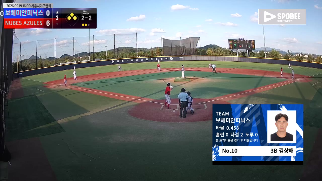김상배(10번, 보헤미안피닉스) 1루타 클립 | vs NUBES AZULES | 9/19 (에코피아야구장)