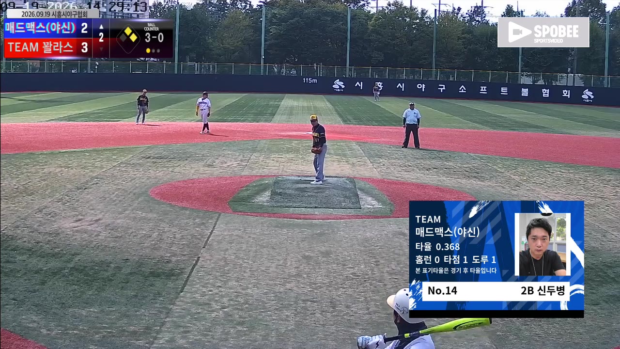 신두병(14번, 매드맥스(야신)) 볼넷 클립 | vs TEAM 꽐라스 | 9/19 (소망야구장)