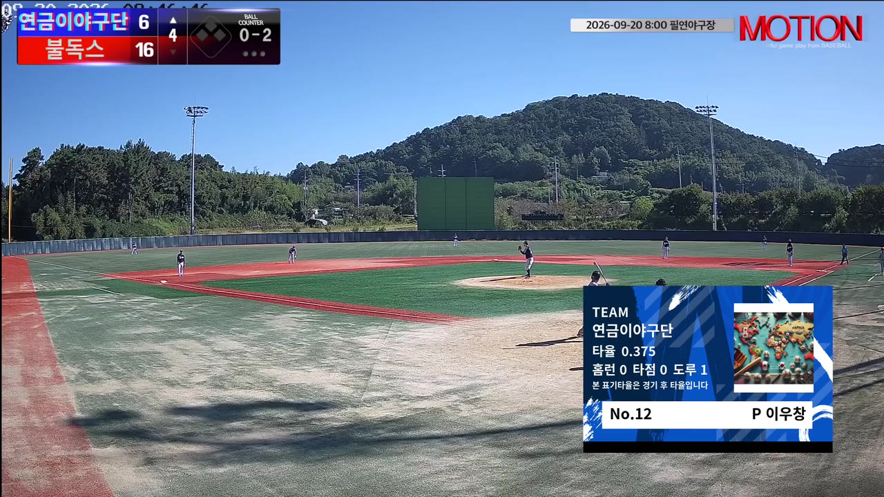 이우창(12번, 연금이야구단) 2루타 클립 | vs 불독스 | 9/20 (필연야구장)