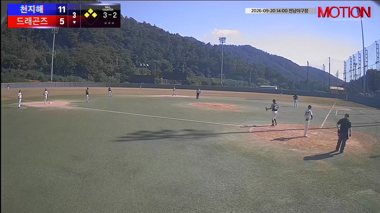 박준규(47번, 드래곤즈) 볼넷 클립 | vs 천지해 | 9/20 (전남야구장)