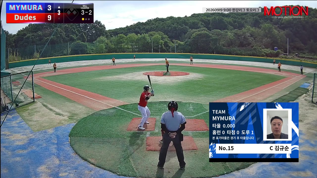 김규순(15번, MYMURA) 볼넷 클립 | vs Dudes | 9/19 (고촌 야구장)