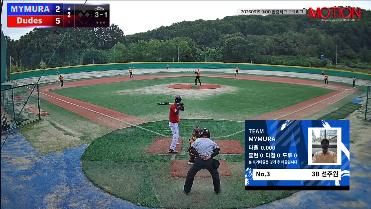 선주원(3번, MYMURA) 볼넷 클립 | vs Dudes | 9/19 (고촌 야구장)