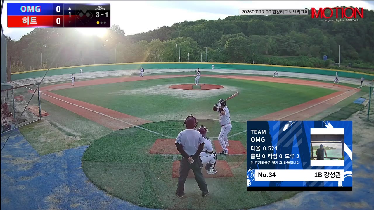 강성관(34번, OMG) 볼넷 클립 | vs 히트 | 9/19 (고촌 야구장)