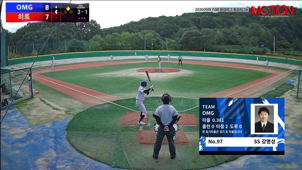 강명성(97번, OMG) 볼넷 클립 | vs 히트 | 9/19 (고촌 야구장)
