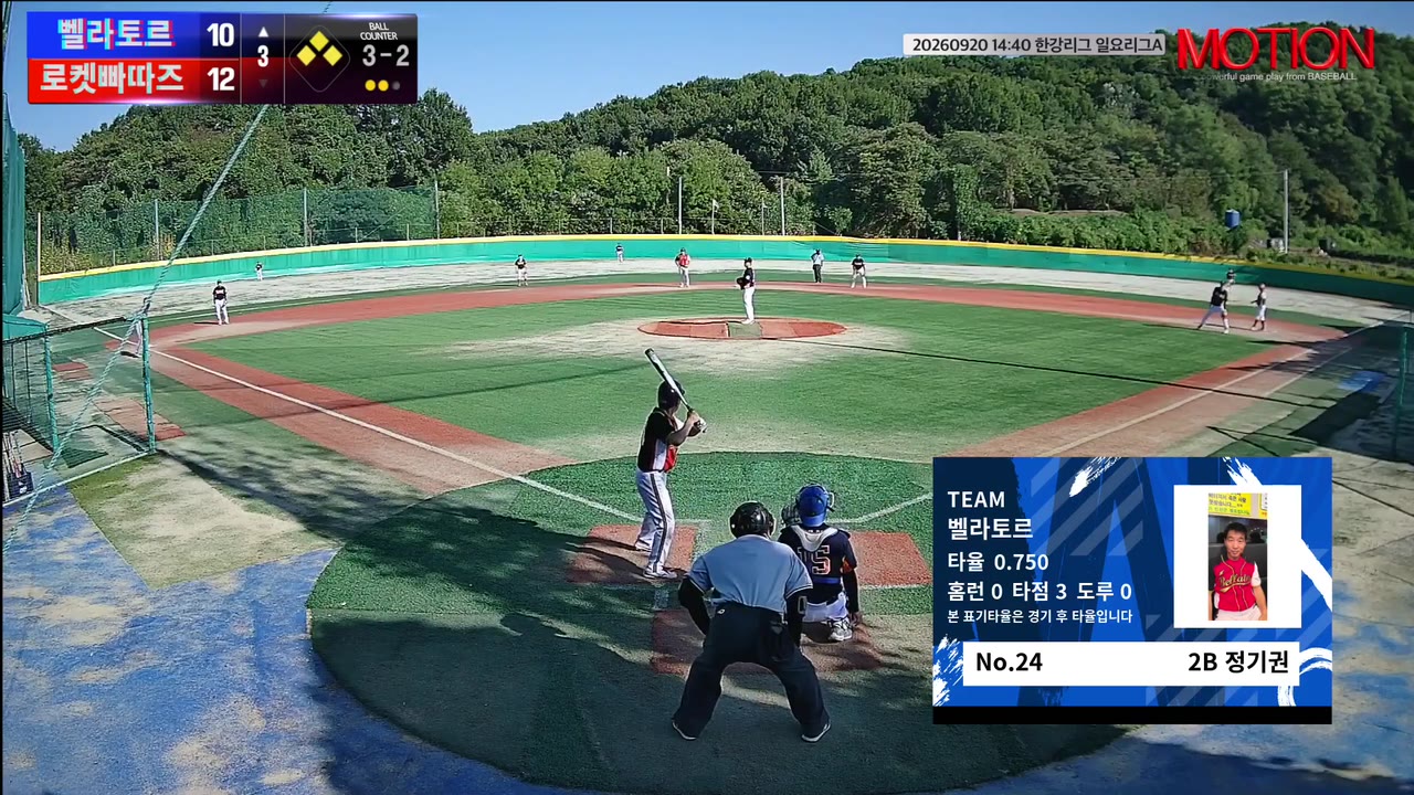 정기권(24번, 벨라토르) 1루타 클립 | vs 로켓빠따즈 | 9/20 (고촌 야구장)