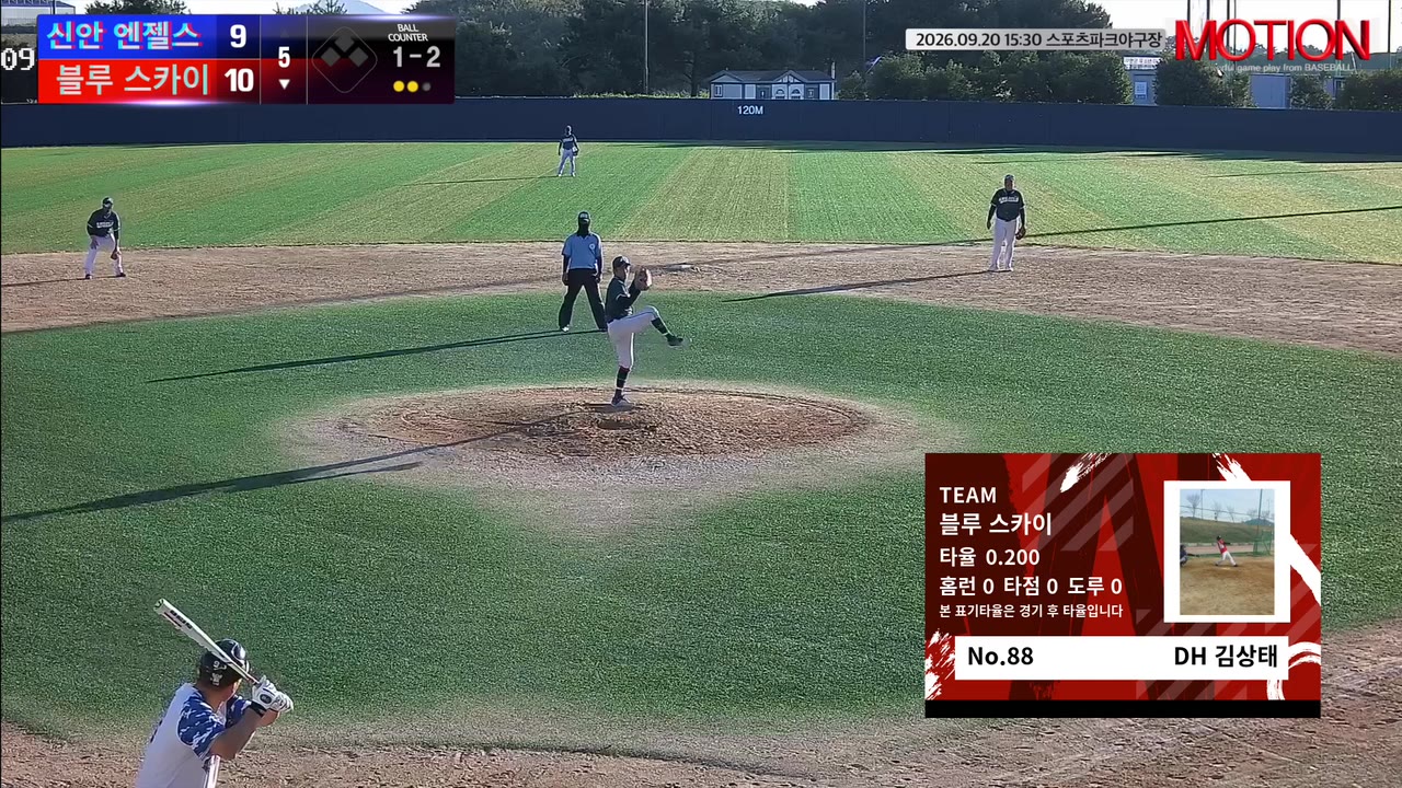 김상태(88번, 블루 스카이) 1루타 클립 | vs 신안 엔젤스 | 9/20 (스포츠파크야구장)
