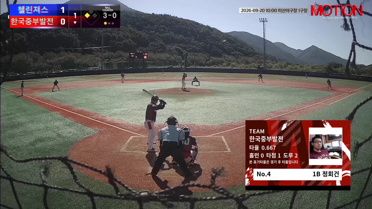 정회건(4번, 한국중부발전) 1루타 클립 | vs 첼린져스 | 9/20 (미산야구장 1구장)