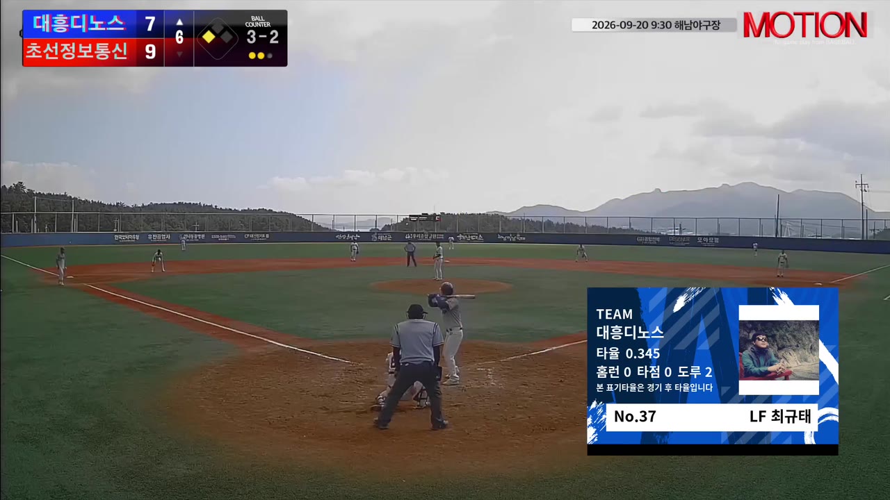 최규태(37번, 대흥디노스) 볼넷 클립 | vs 초선정보통신 | 9/20 (해남야구장)