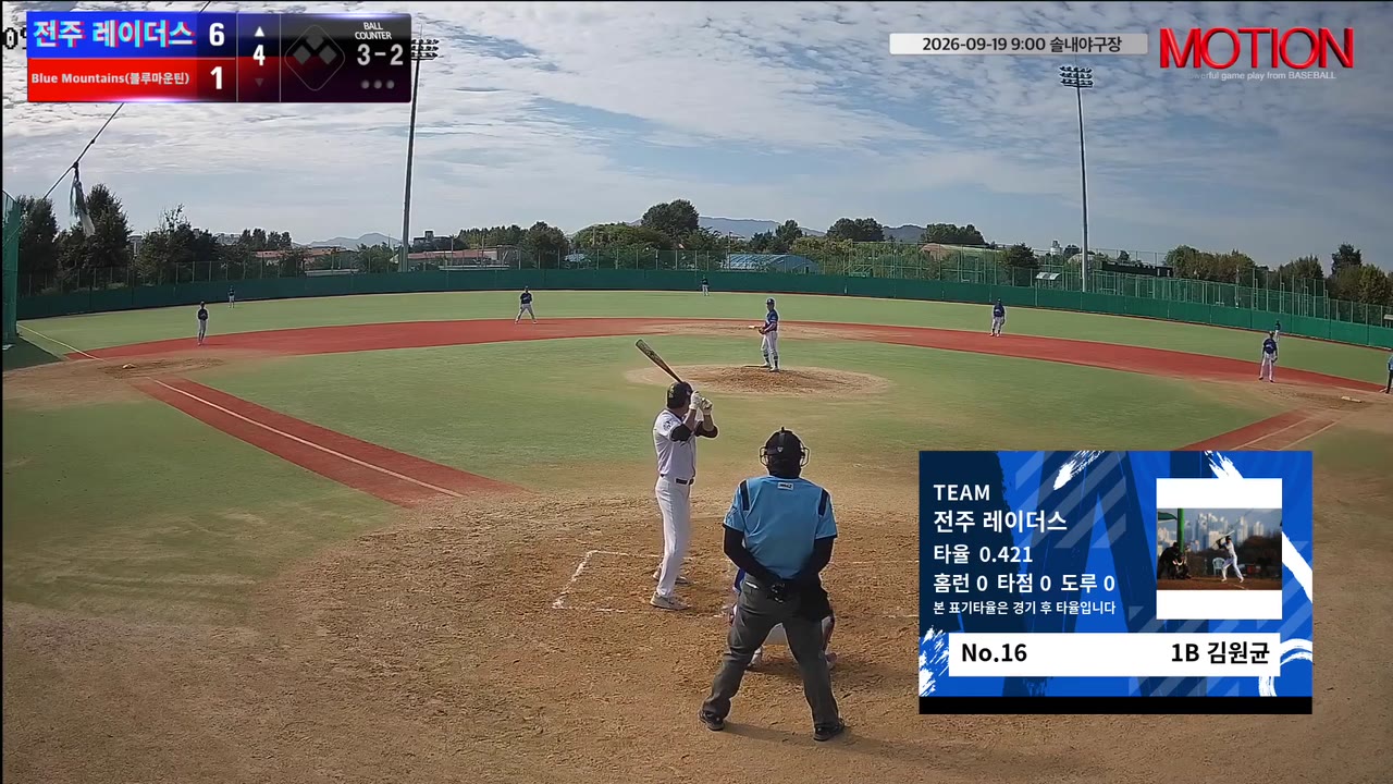 김원균(16번, 전주 레이더스) 볼넷 클립 | vs Blue Mountains(블루마운틴) | 9/19 (솔내야구장)
