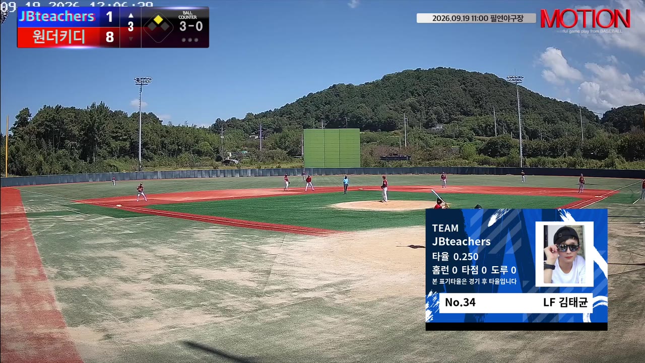 김태균(34번, JBteachers) 1루타 클립 | vs 원더키디 | 9/19 (필연야구장)