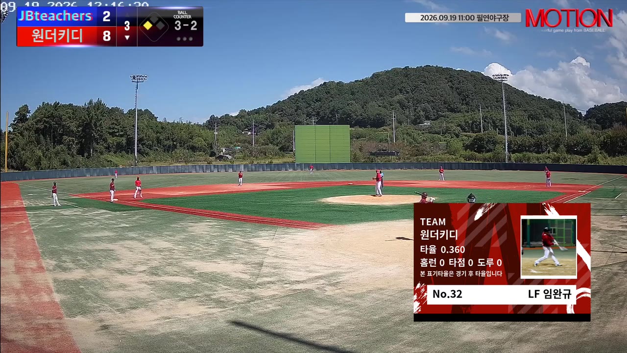 임완규(32번, 원더키디) 볼넷 클립 | vs JBteachers | 9/19 (필연야구장)