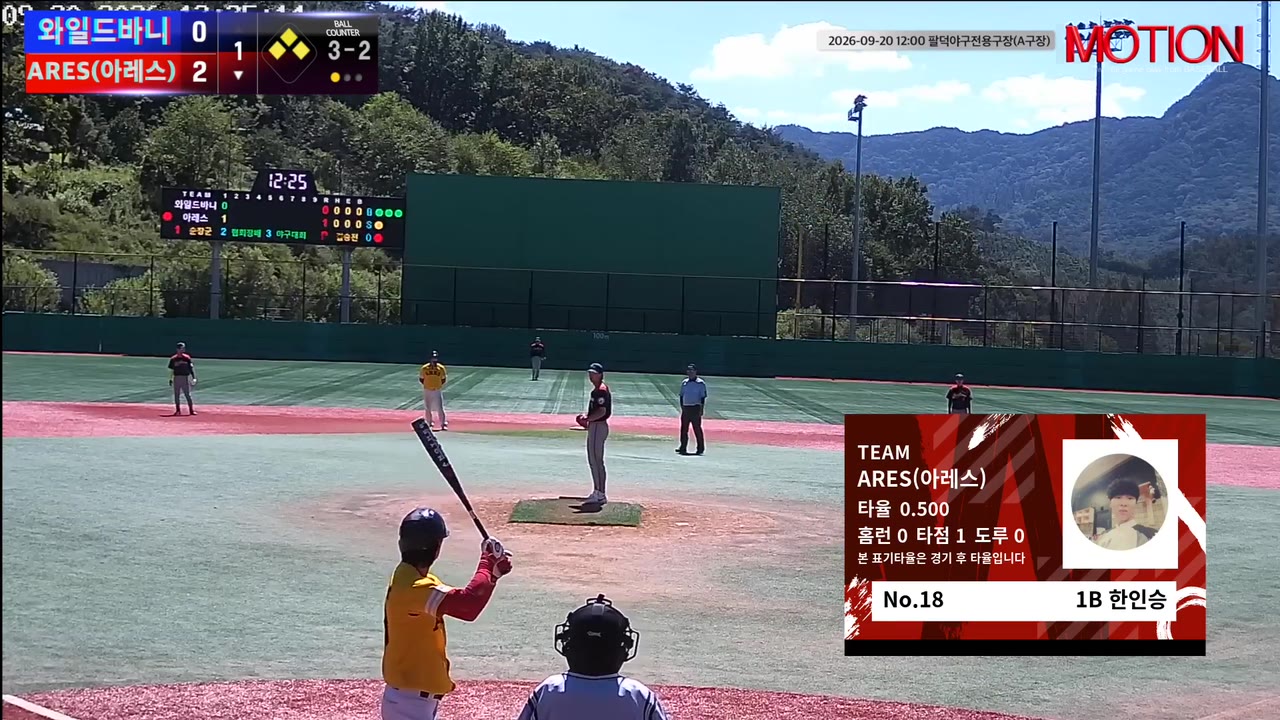 한인승(18번, ARES(아레스)) 볼넷 클립 | vs 와일드바니 | 9/20 (팔덕야구전용구장(A구장))